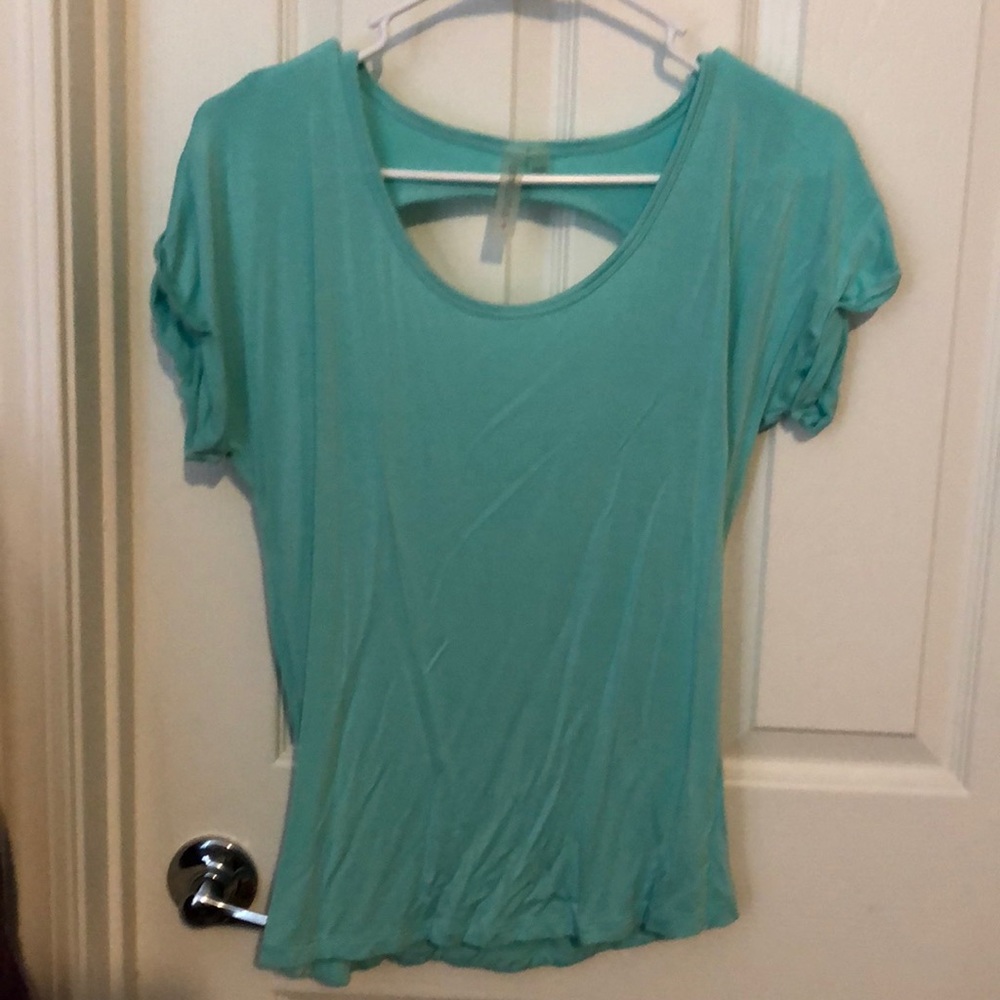 Open back blue top